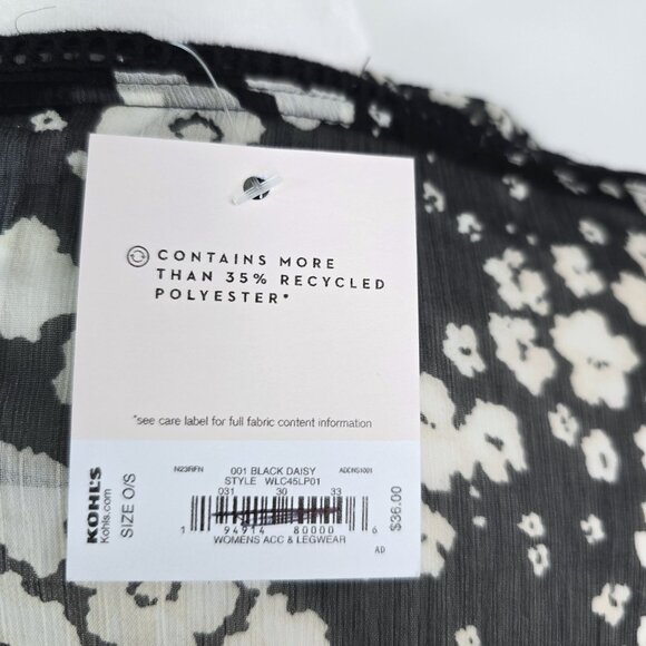 NWT LC LAuren COnrad Black White Floral Open Front Flowy BOho KImono Cardigan OS - Picture 9 of 10